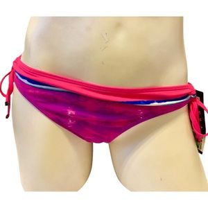 Oakley Women's Fuchsia Multi Ocean Minded Tunnel Bikini Bottom L